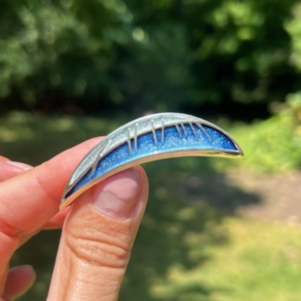 SHEILA FLEET Skyran MOON Sterling Silver Enameled BROOCH